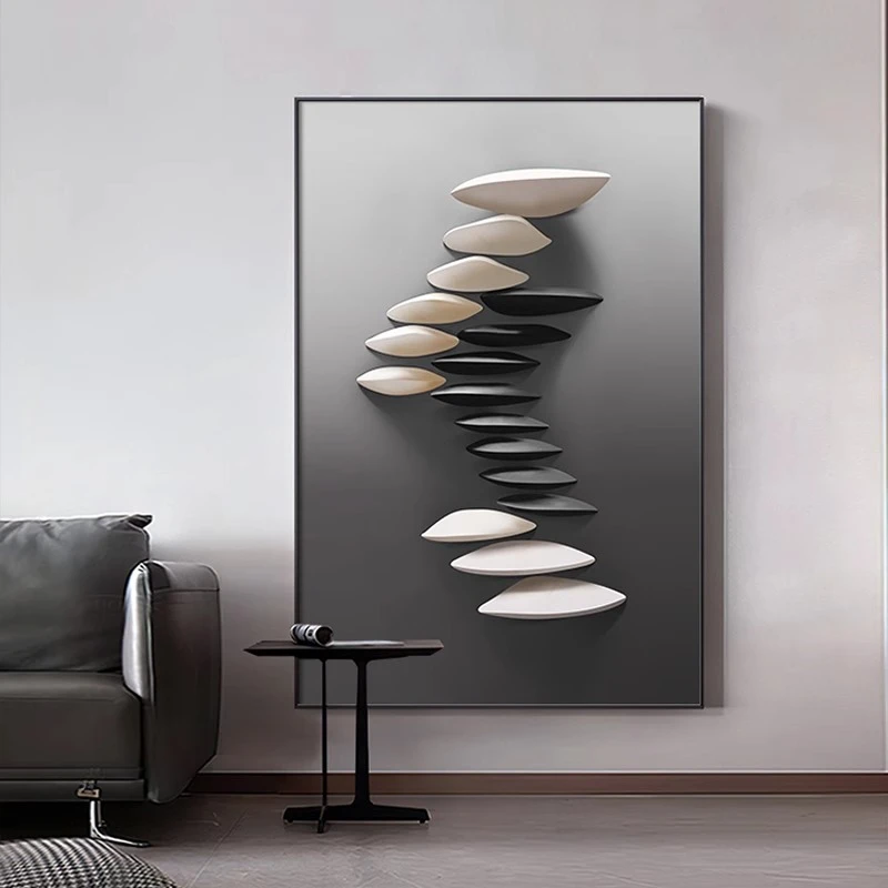 现代简约客厅装饰画抽象几何沙发背景墙落地画立体玄关挂画