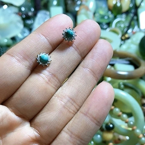 赛黄晶耳钉未镶嵌一对