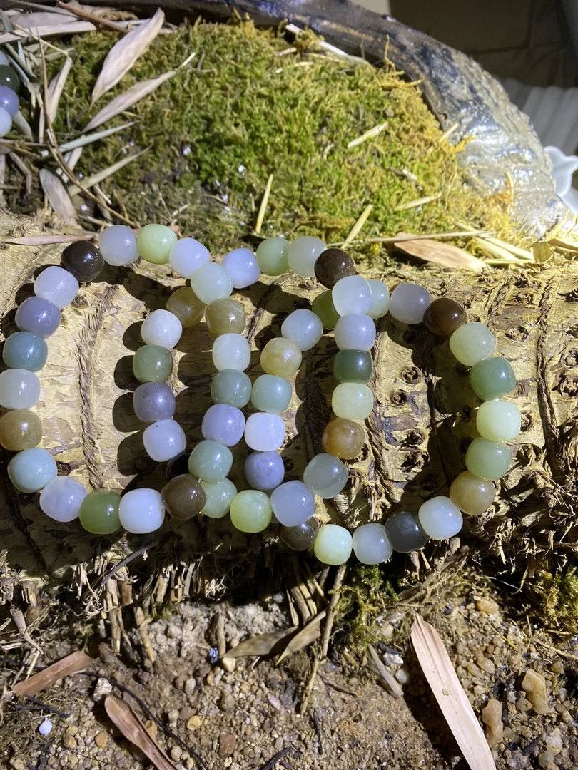 天然和田玉石手链一条卡10单圈手链、多样性发货、多串