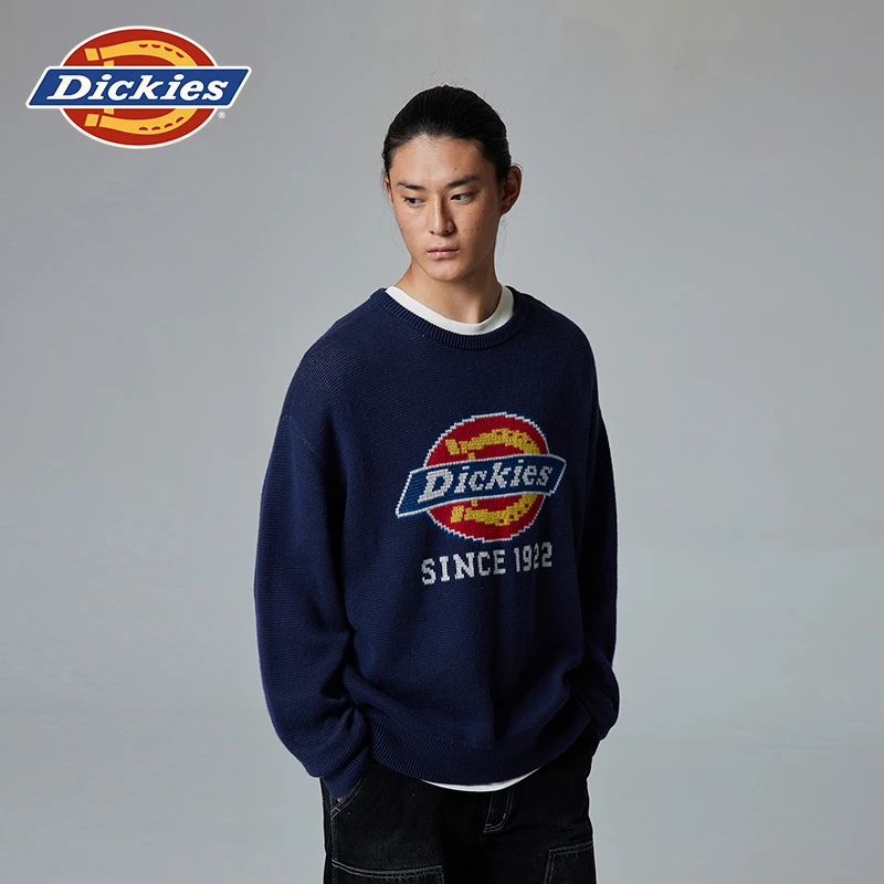 Dickies帝酷适2025年秋冬新品圆领宽松缇花大LOGO毛衣 男女情侣