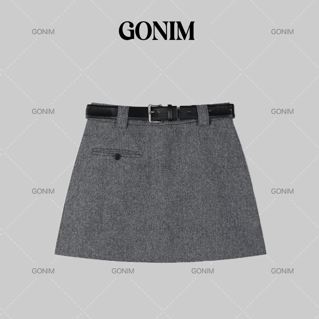 毛呢A字半身裙短裙女秋冬新款高腰显瘦气质轻奢时尚百搭包臀短裙