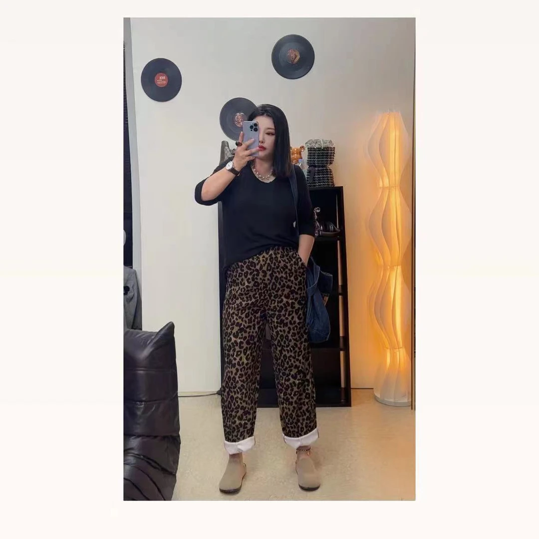 豆姐推荐   休闲豹纹裤8215