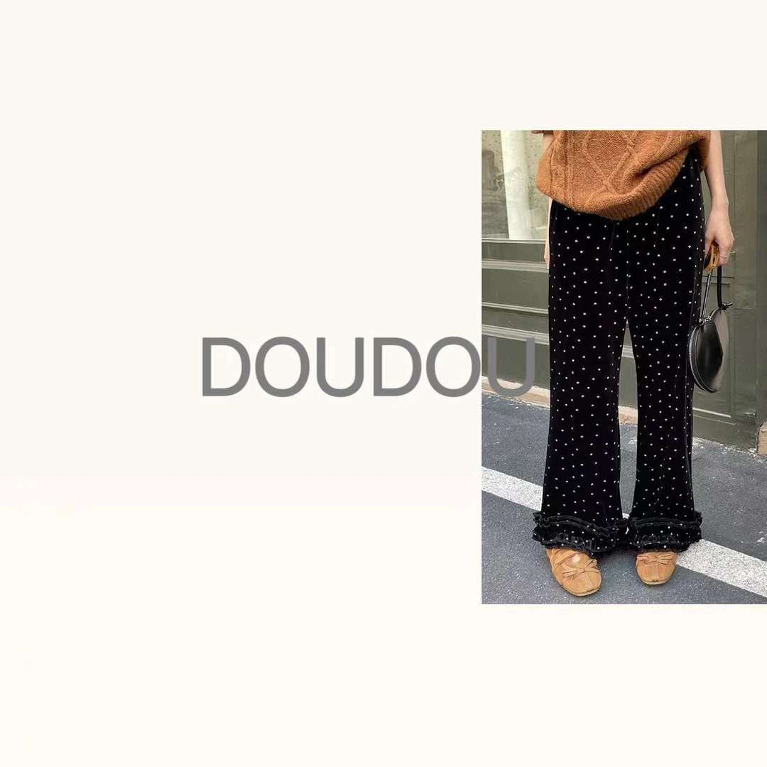 豆姐推荐   复古丝绒加绒直筒裤1009