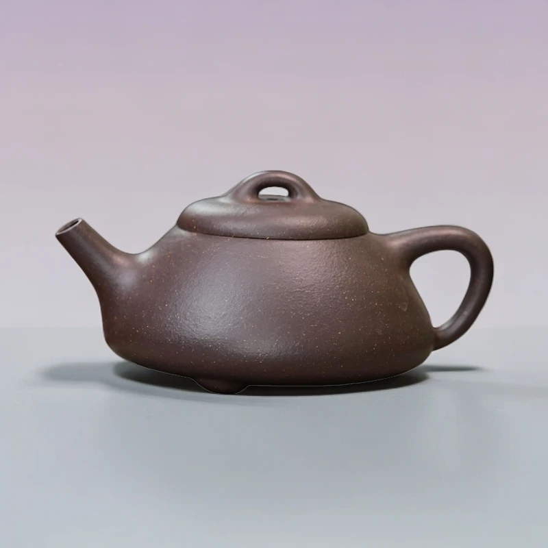 宜兴原矿紫砂壶 原矿大水潭天青 曼生石瓢 紫砂壶 大号手制