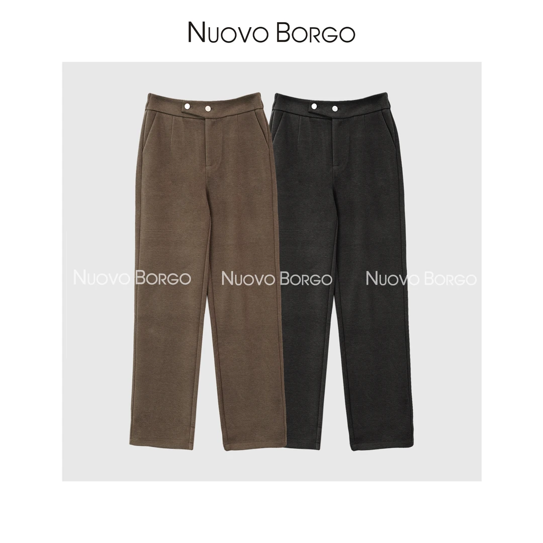 Nuovo Borgo Y22/36321 毛呢绒感保暖舒适遮肉显腿长窄版直筒裤