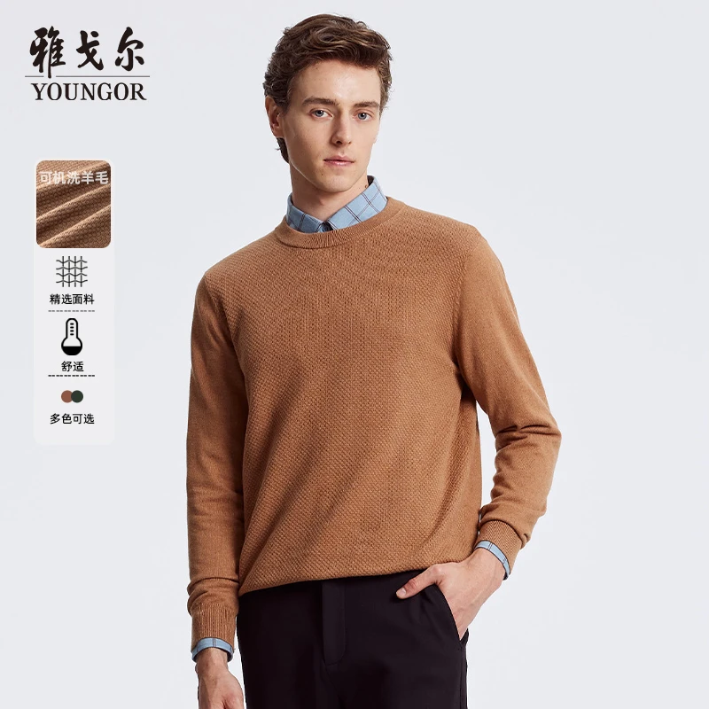 【可机洗羊毛】雅戈尔秋冬季男士保暖圆领长袖柔软羊毛衫639974