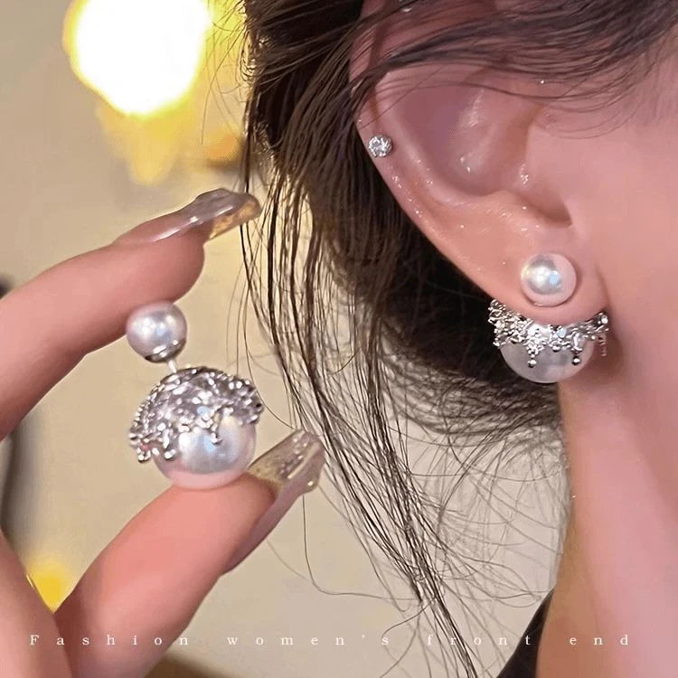 合金耳饰 一款两戴珠珠耳钉小众设计感高级耳环女生独特耳饰爆款