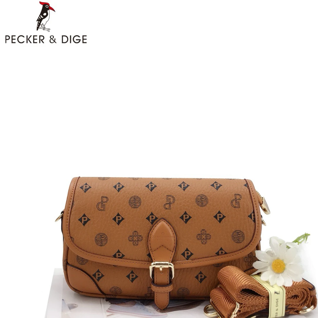 新款女士法棍包时尚通勤单肩包复古质感斜挎包轻奢棕色