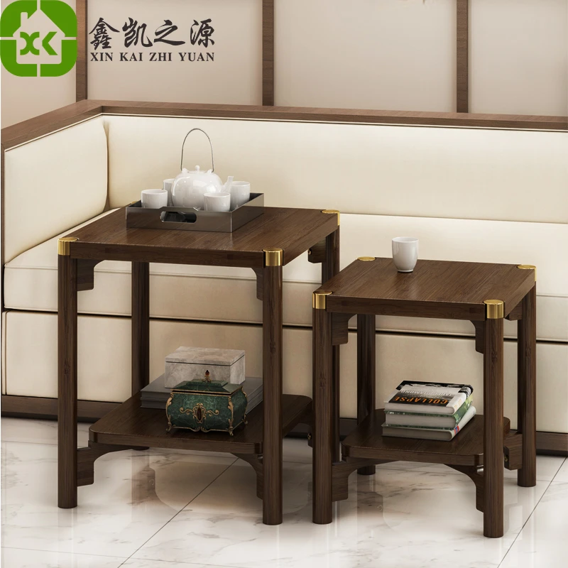 全楠竹沙发边几创意双层茶几方桌休闲新中式客厅置物桌飘窗小桌子