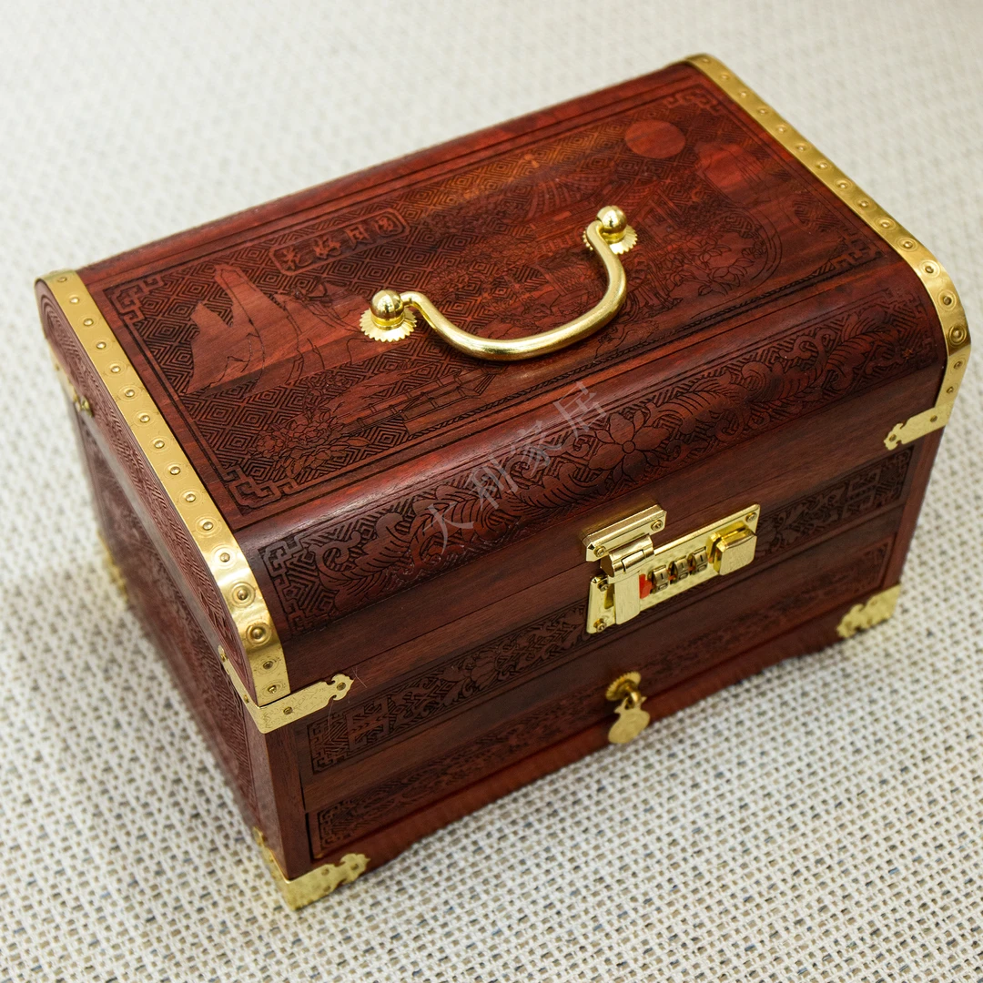 （大利家具）LZ花好月圆首饰盒收纳盒（密码锁）适合新娘嫁妆盒