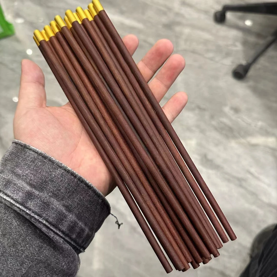 （大利家具）KH福利圆顶福红檀木筷子十双装手工无漆无蜡环保筷家用