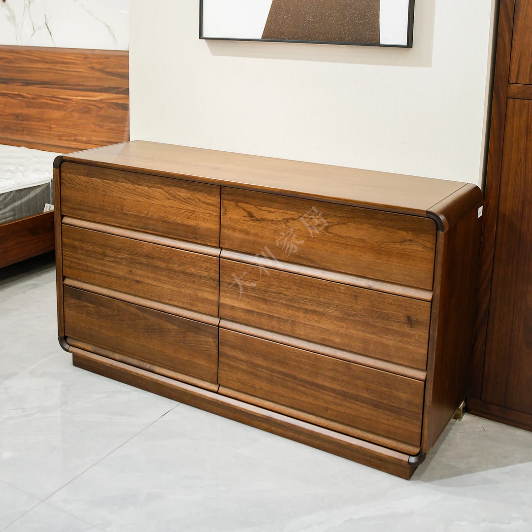 （大利家具）004-N001六斗柜黑胡桃木现代轻奢家用大容量抽屉式