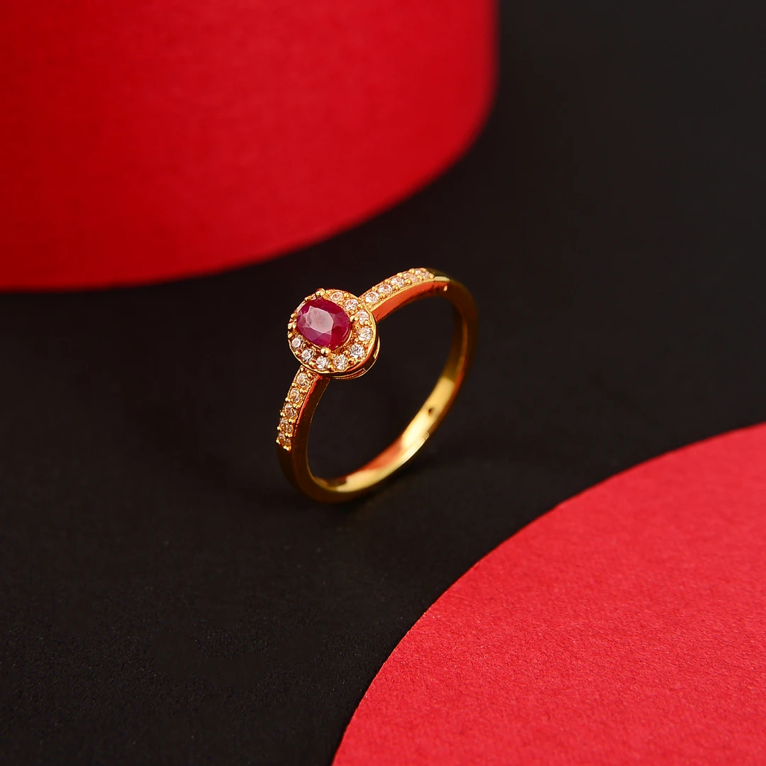 【巧巧专属】18k金红宝石爆闪轻奢戒指 时尚百搭经典简约