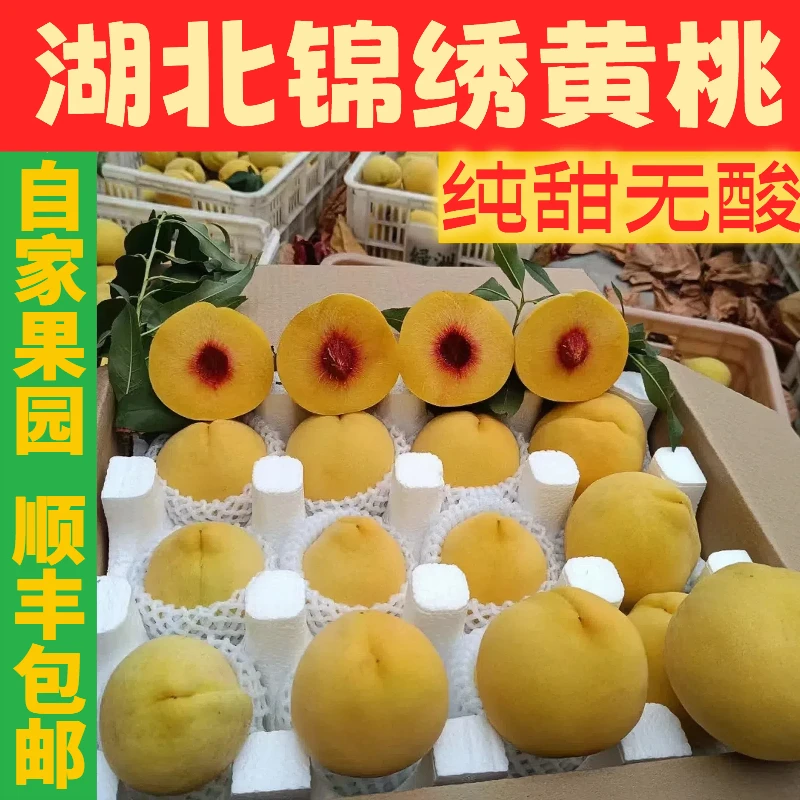 【大果/顺丰包邮】湖北京山市屈家岭五三农场锦绣黄桃带箱5斤