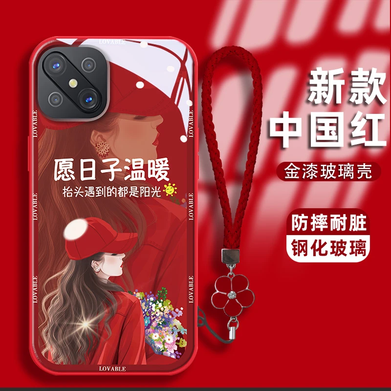 适用oppoa92s手机壳卷发女孩金漆钢化玻璃壳镜头全包耐脏保护套