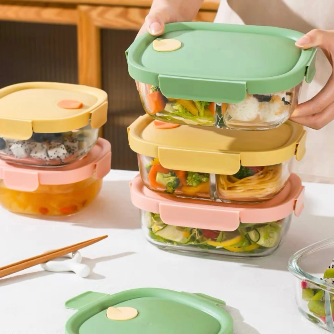 希乐扣可带盖加热单个饭盒微波炉烤箱冰箱可用专用高硼硅玻璃上班