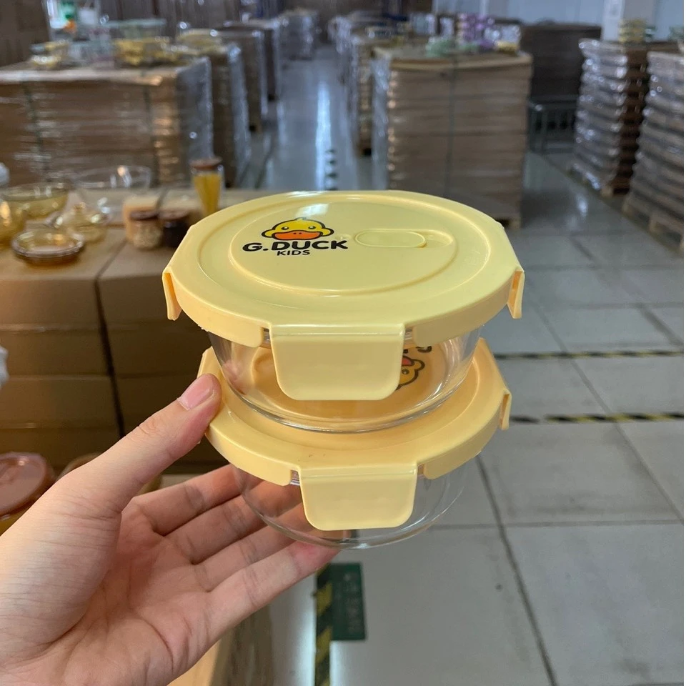 【希乐扣自营】两件套小黄鸭B款小圆保鲜盒  冰箱烤箱微波炉可用