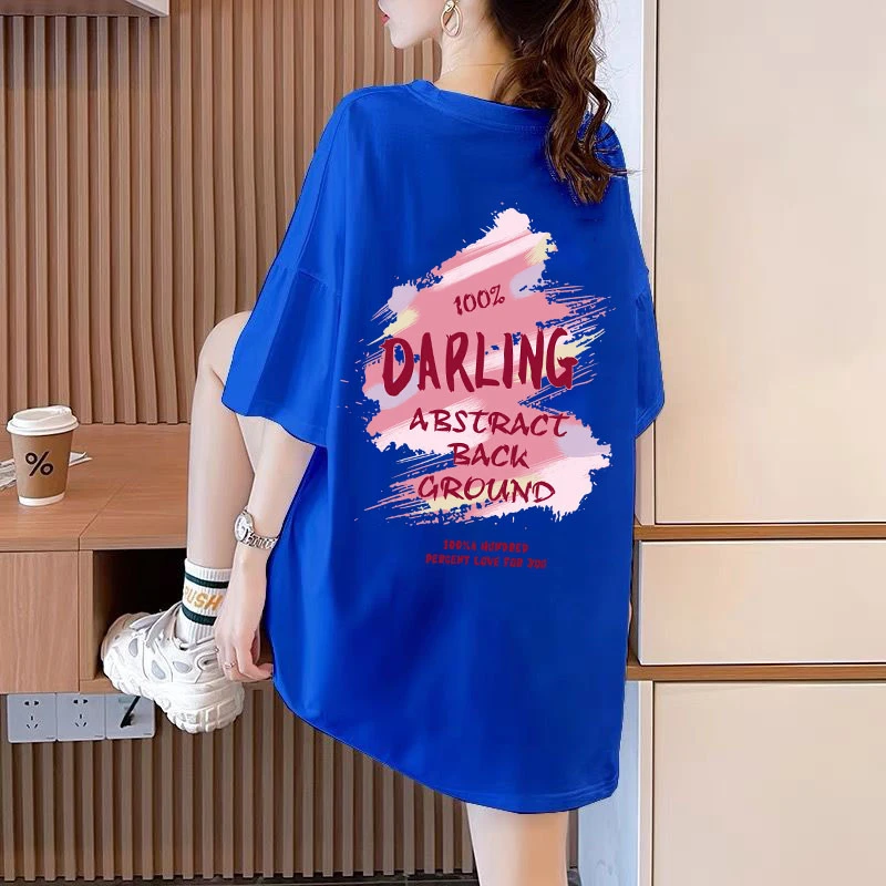 【优质纯棉 买一送一】夏季新款宽松中长款韩版印花休闲大码短袖T恤