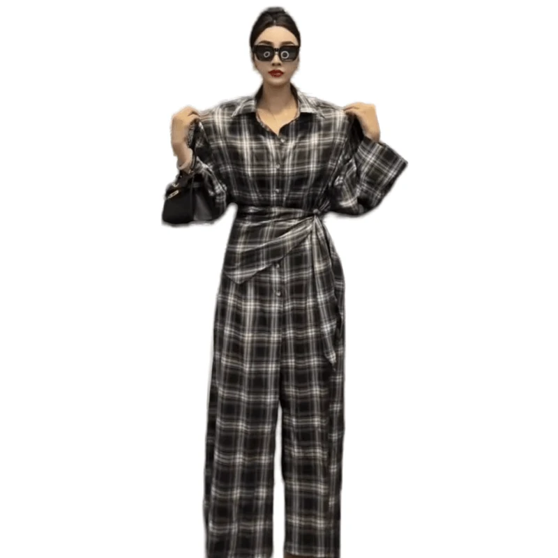 「主播推荐秋季新款」1049款遮肉系腰格子裙