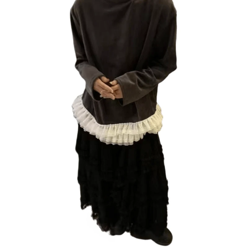 「主播推荐冬季新款」9300款拼接蕾丝上衣