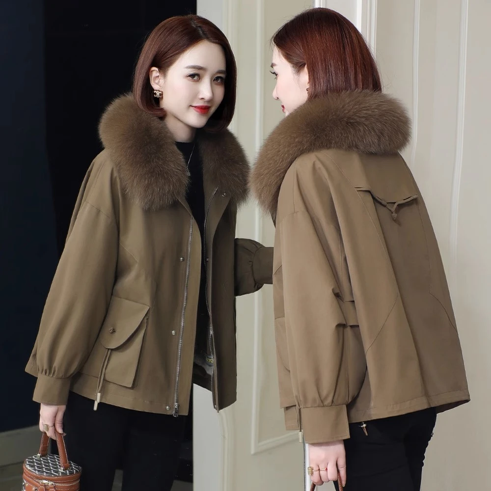 派克服女2025爆款兔毛皮毛一体内胆可拆皮草厚外套年轻中长款保暖