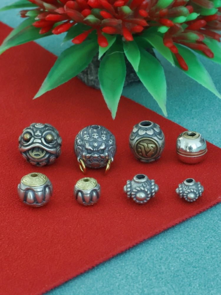 925银银制品 925纯银复古民族风文玩菩提DIY穿串配饰桶珠腰珠配珠