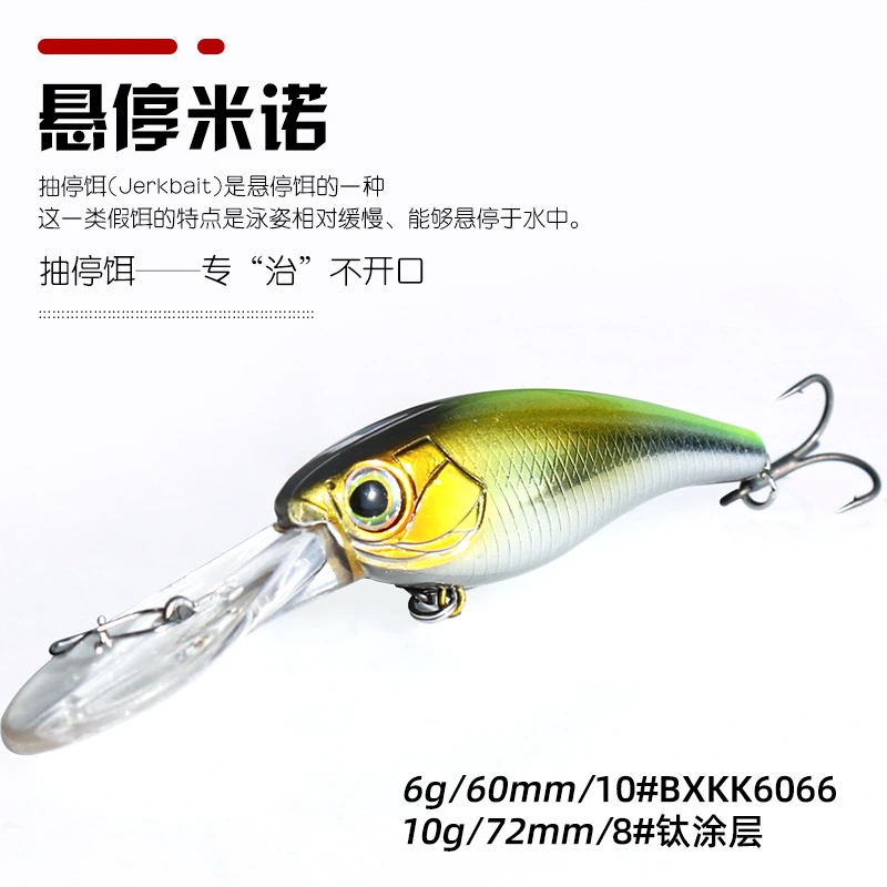 一鲲6g/10g抽停饵长舌米诺假饵悬停米诺响珠鳜鱼鲈鱼假饵野钓米诺