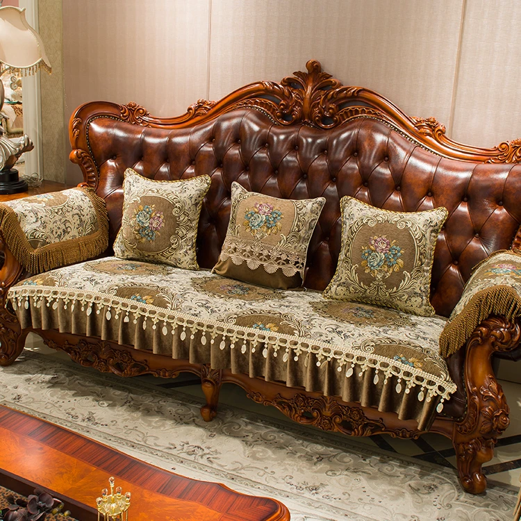 欧式沙发垫高档奢华防滑美式真皮沙发套罩四季通用贵妃坐垫定做