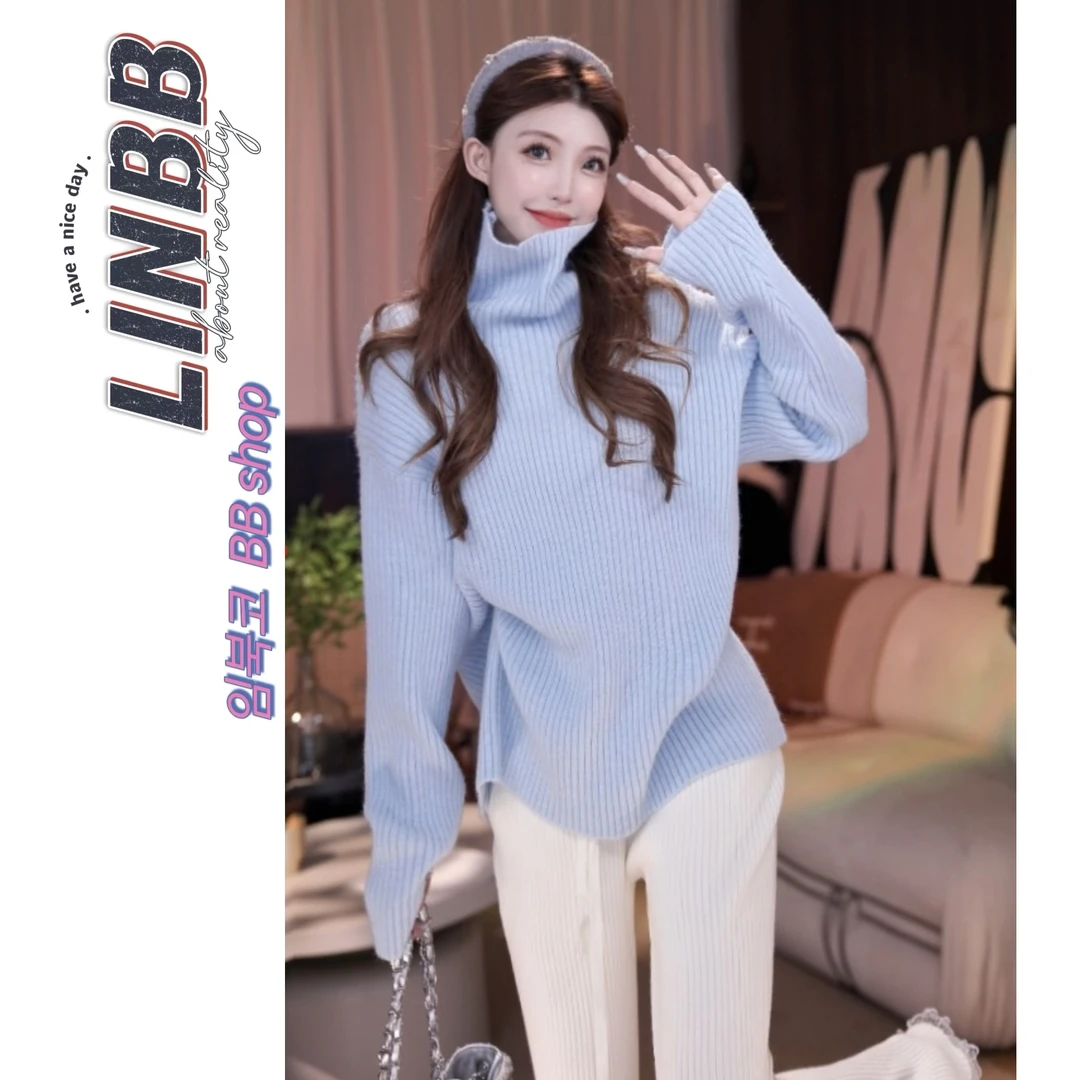 林北鼻-【云片糕】 韩单原创羊毛堆堆领显瘦保暖休闲毛衣