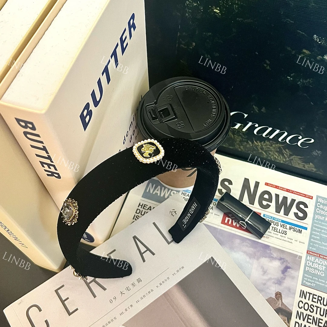 林北鼻-【黑天鹅发箍】韩国细闪原单增高颅顶宽边发箍