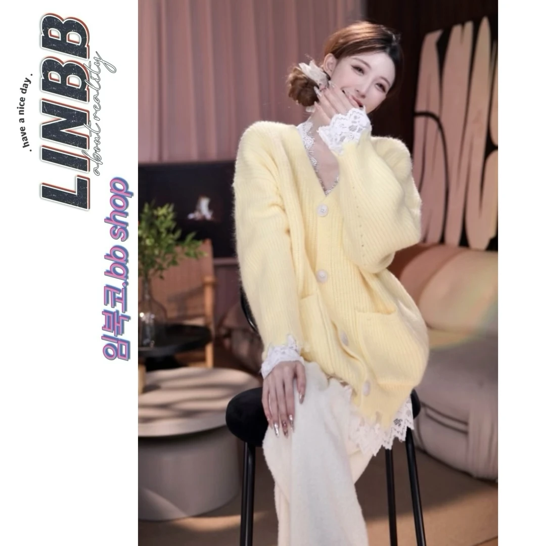 林北鼻-【居家女友】 韩系东大门加厚绒安哥拉慵懒氛围感毛衣