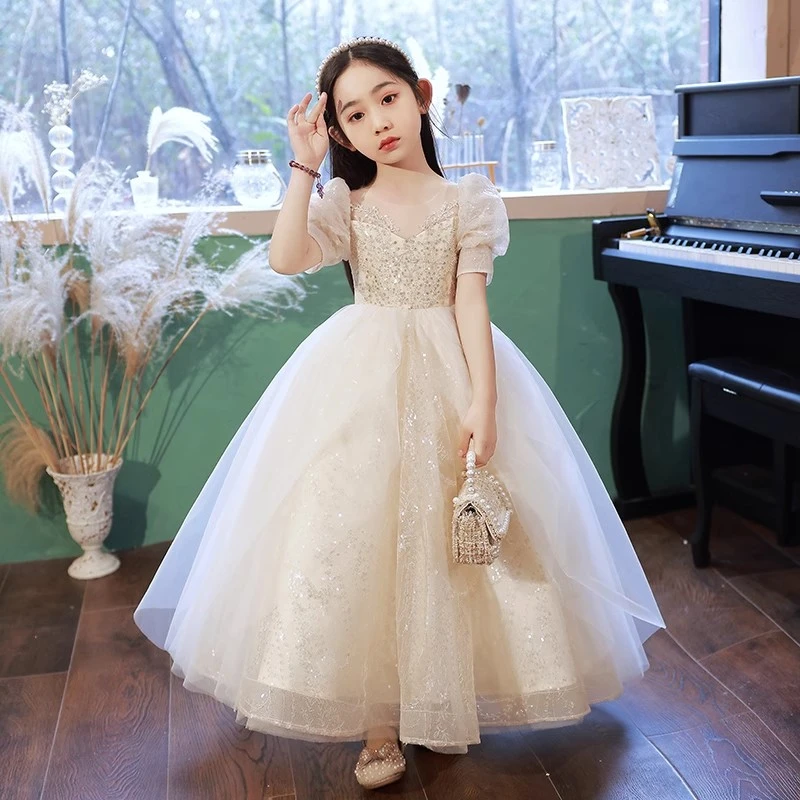 公主裙女童高端礼服生日花童婚礼小女孩儿童主持人钢琴舞蹈演出服