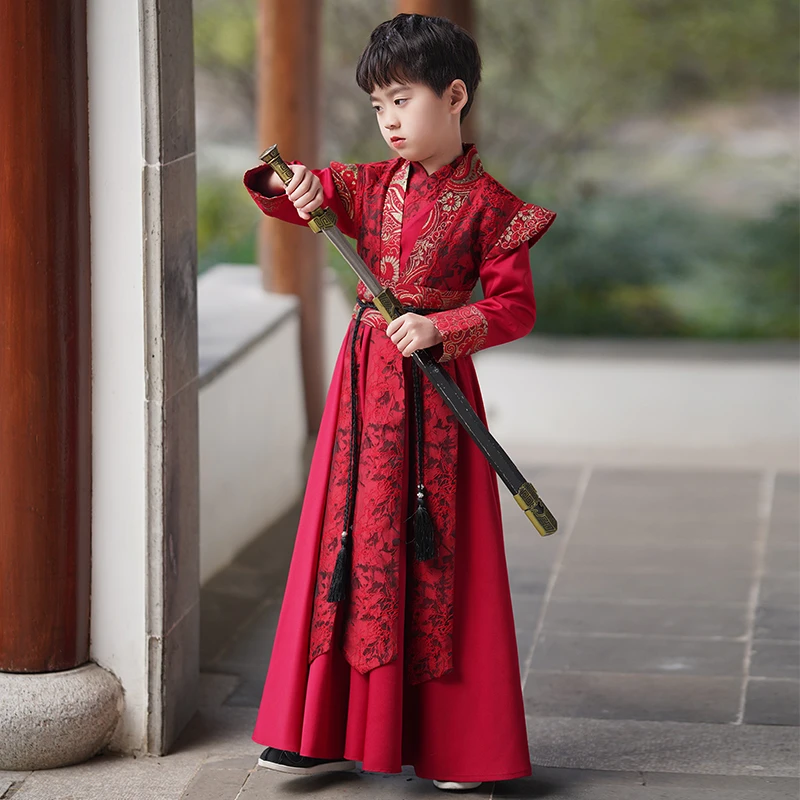 男童汉服侠客服秋季儿童古装唐装秋冬男孩武侠表演古风衣服秋冬款