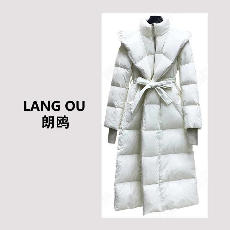 新款95白鹅绒连帽外套女显瘦加厚保暖长款高级感冬外套 88237李姐