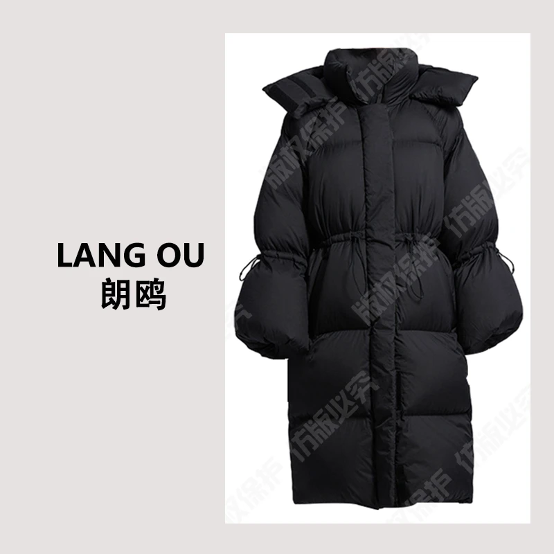 朗鸥轻奢新款95白鹅绒服休闲女时尚保暖可拆卸连帽宽松3560（通用）