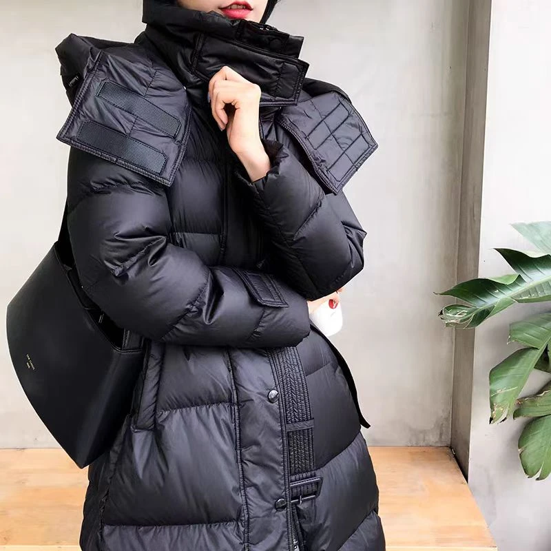 24年新款95白鹅绒服女休闲加长加厚风帽极寒保暖外套6101