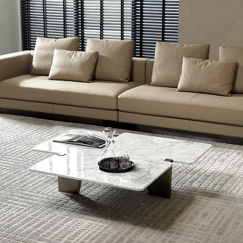 伊甸嘉园异形天然大理石茶几意式现代客厅创意茶几大理石异形设计