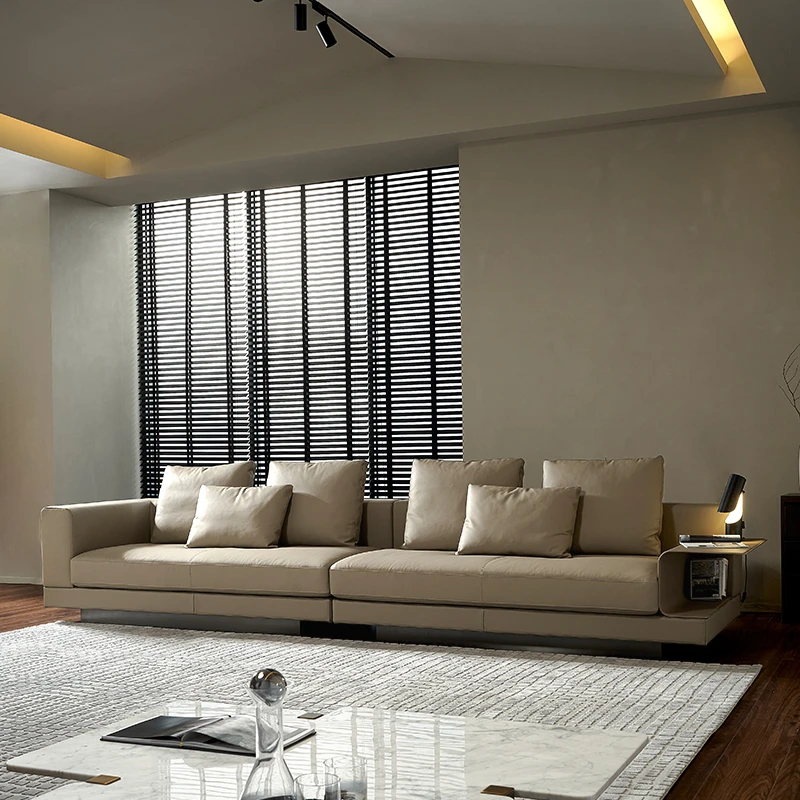 伊甸嘉园康纳利意式极简羽绒真皮沙发头层牛皮大户型平层设计师