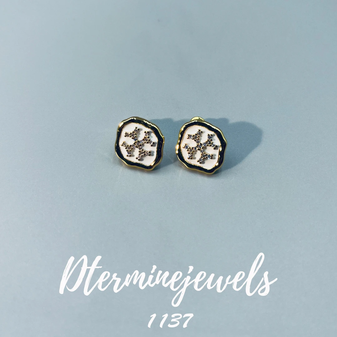 铜合金珐琅耳饰 手工气质小香风设计师款耳饰-1137