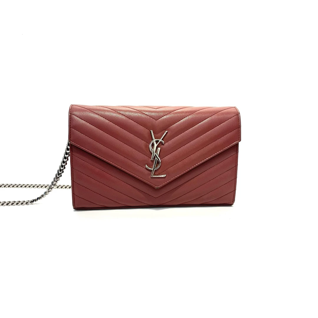 95新 YSL/圣罗兰 圣罗兰信封斜挎包粉色Saint laurent / 20231477