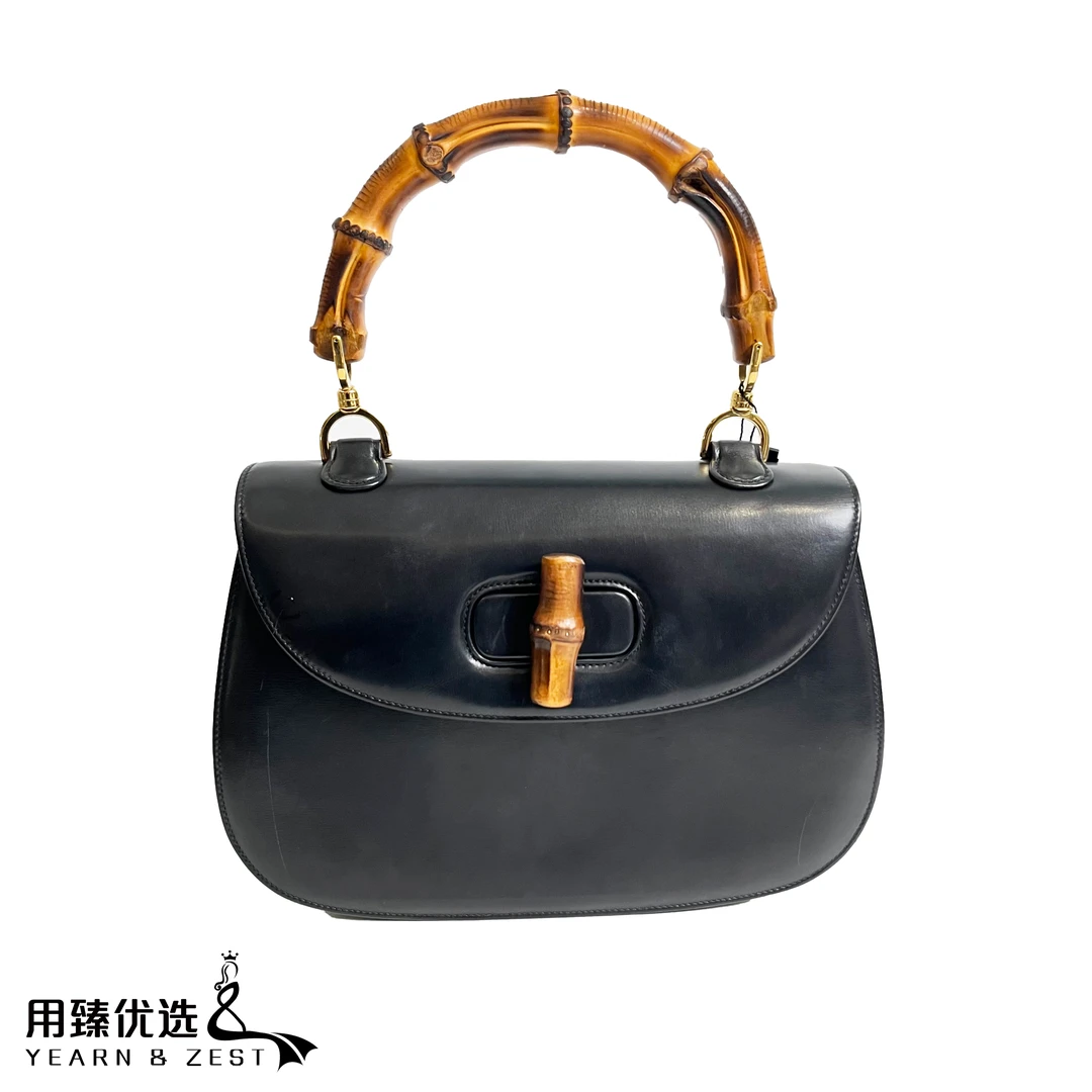 95新 GUCCI/古驰 经典时尚黑色竹节单肩手提斜挎包/AE4026294