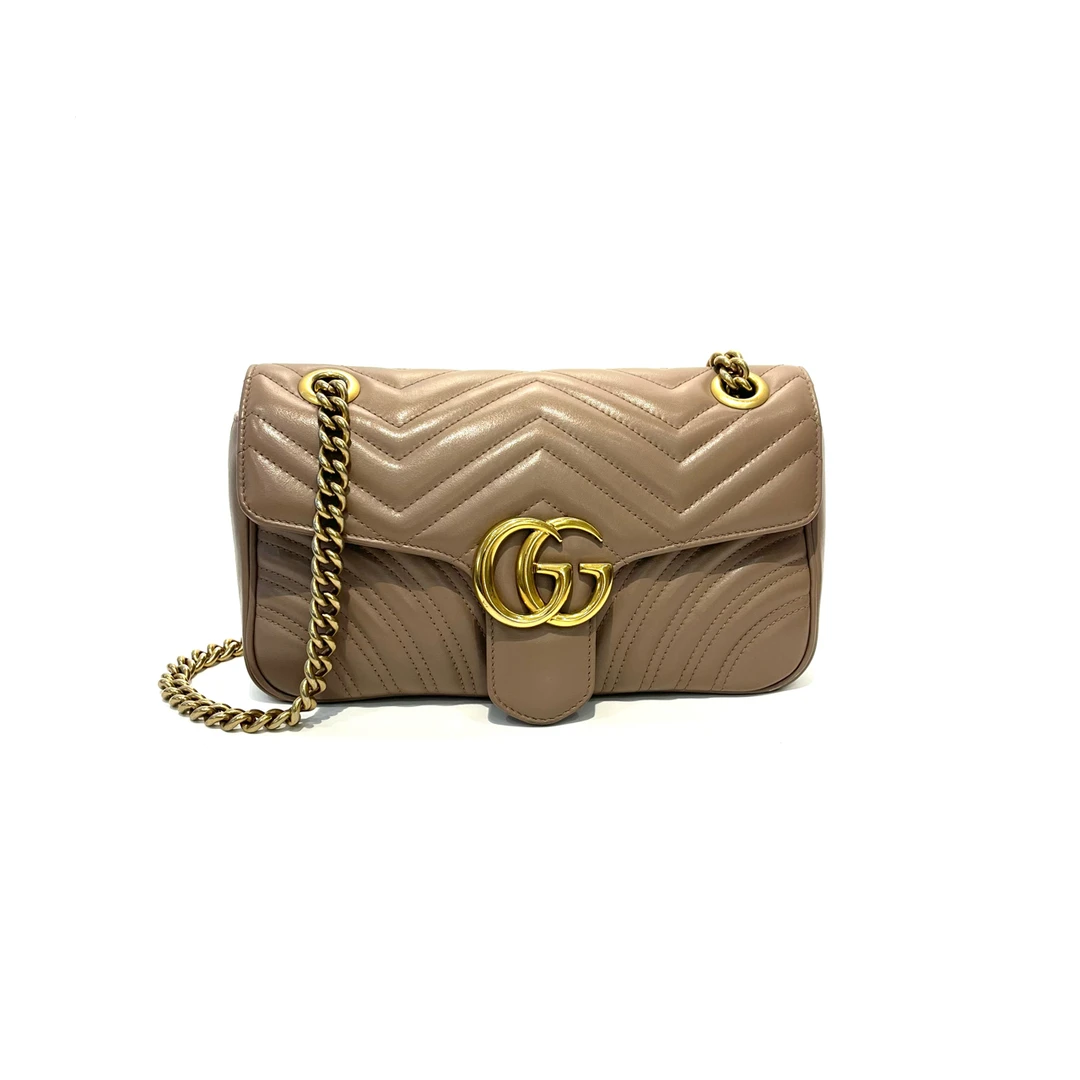 95新 GUCCI/古驰 奶茶色马蒙Marmont 尺寸25.5*7.5*14/20231478