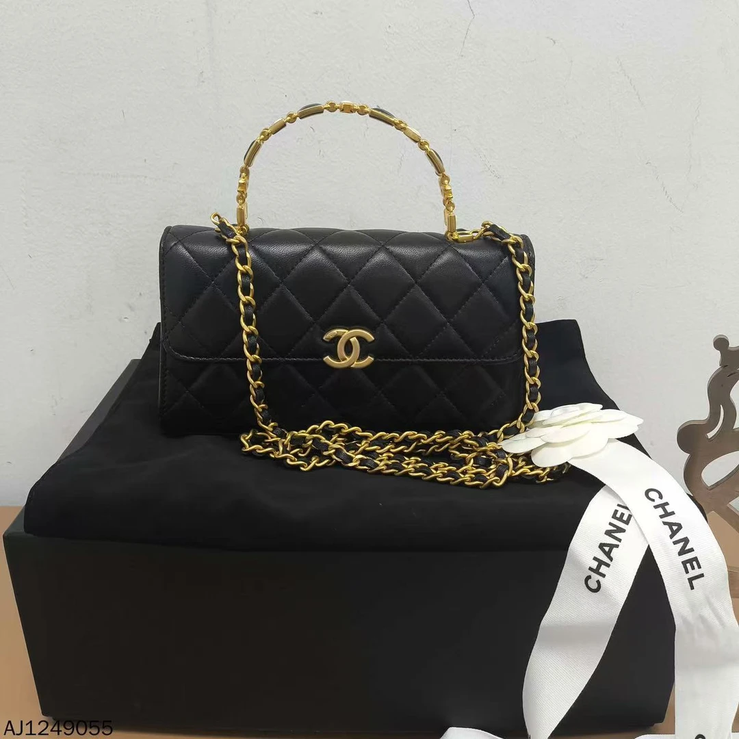 99新 Chanel/香奈儿 22b珐琅手柄kelly链条单肩包芯片款/付定找货