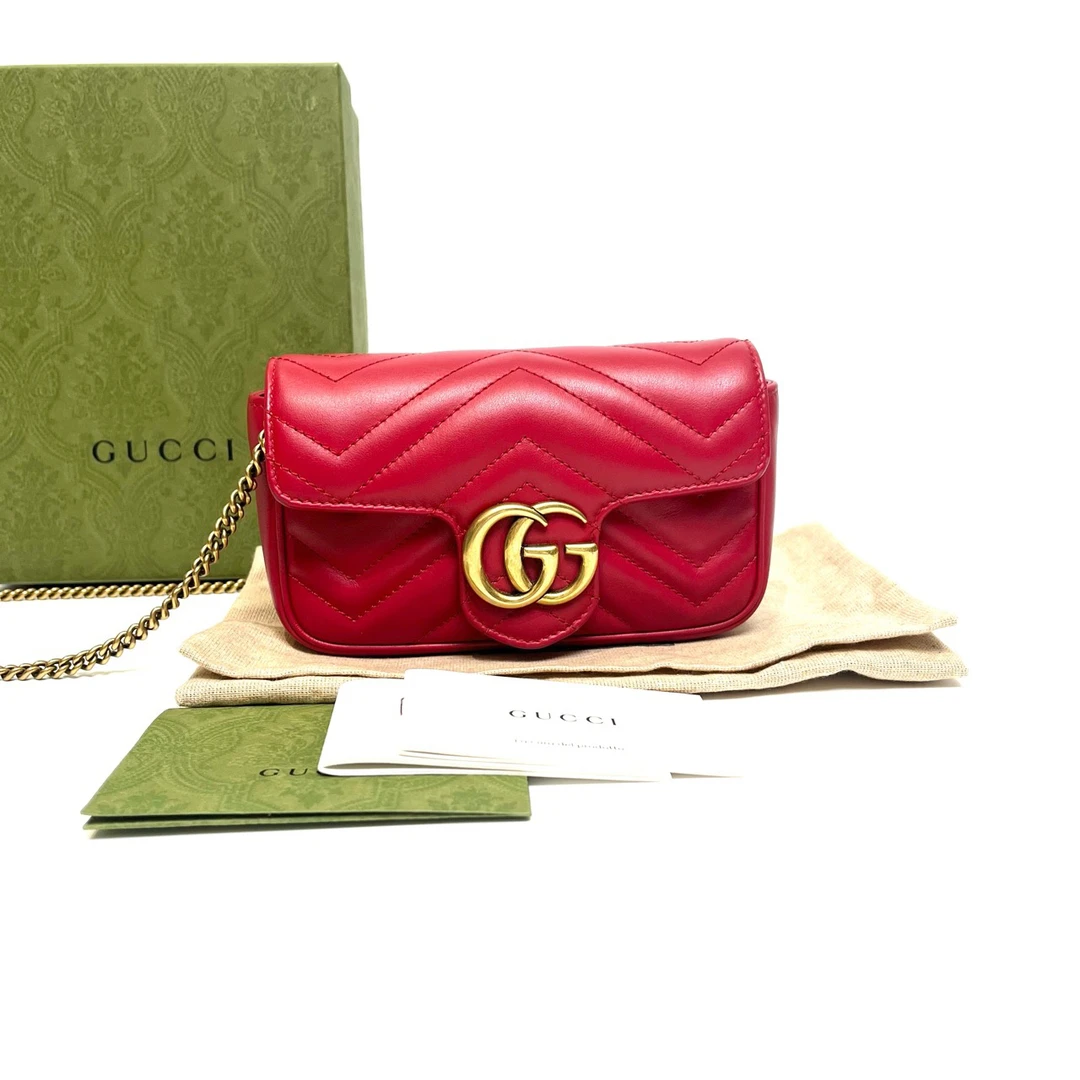 99新 GUCCI/GUCCI 古驰红色GG马蒙super mini AA7068006