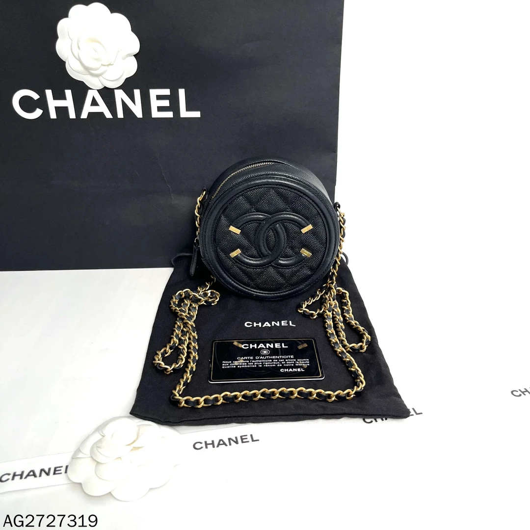 95新 Chanel/香奈儿 荔枝牛小圆饼包/AG2727319