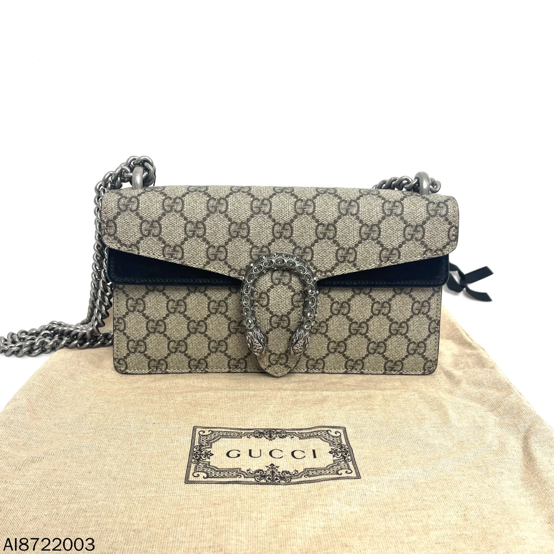 99新 GUCCI/古驰 老花拼黑钻扣新中号酒神/AI8722003