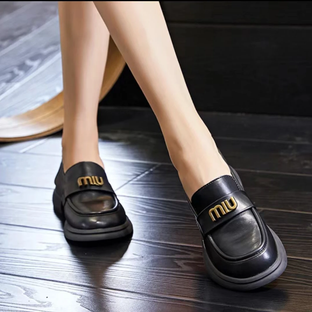 2024春秋乐福英伦风小皮鞋圆头乐福鞋百搭黑色时尚韩版休闲软底