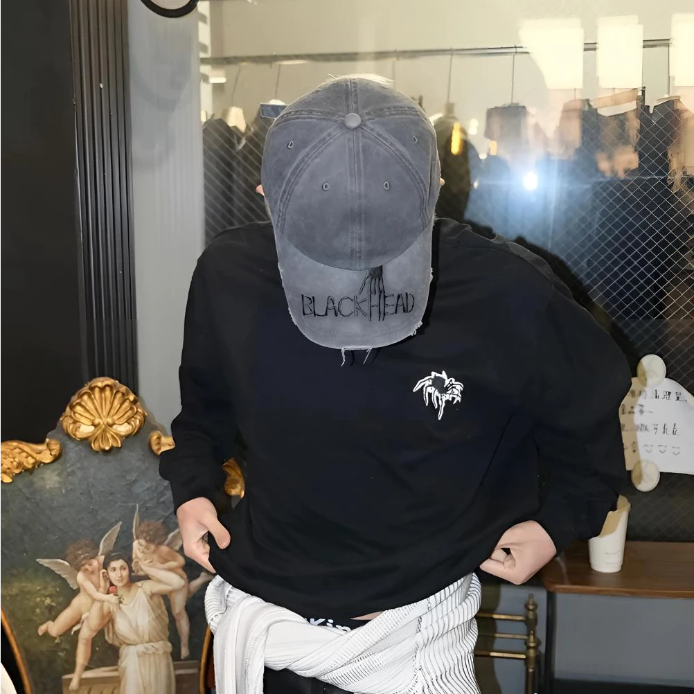 NOCT夜行生物24AW蜘蛛Spider系列 圆领宽松长袖T恤百搭