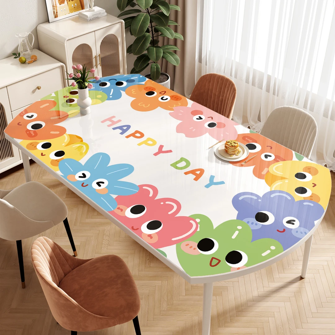 多巴胺透明椭圆形桌垫防水防油pvc软玻璃轻奢高级感桌面保护桌布