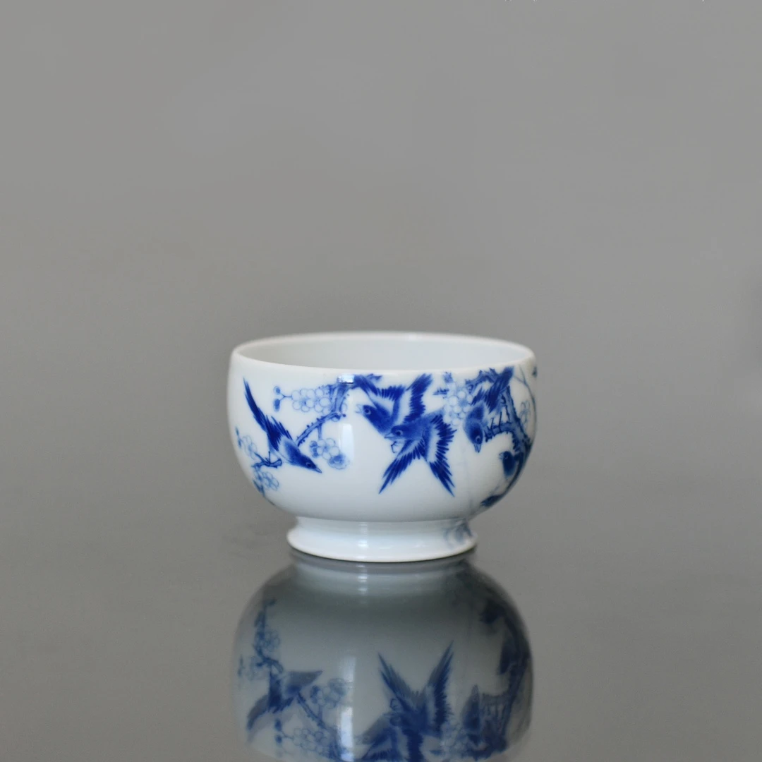 妙色青花十二喜圆融杯口径80mm底径50mm高度45mm容量：150ml